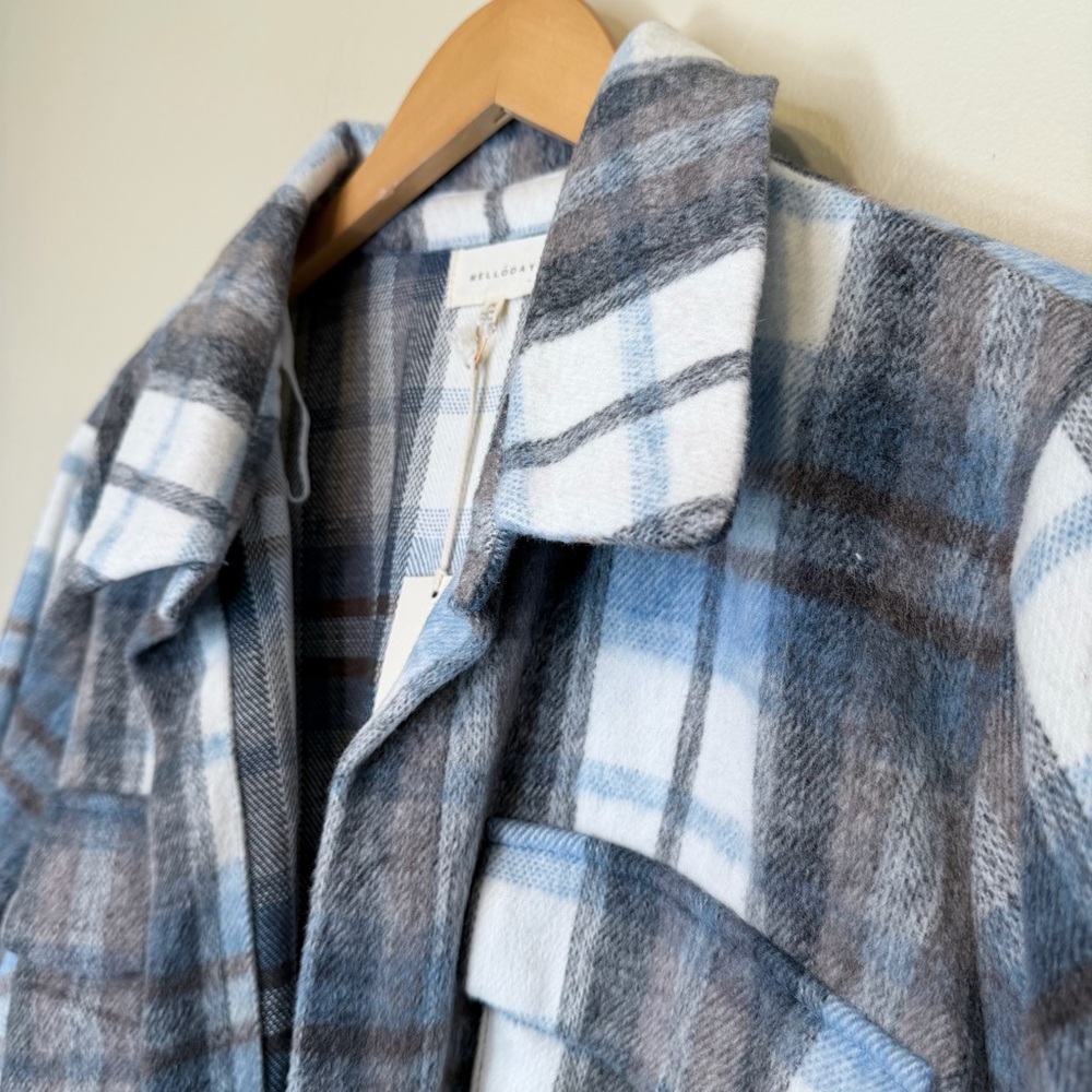 MELLODAY | NWT Plus Size Plaid Utility Shirt Jacket Shacket - Picture 5 of 14